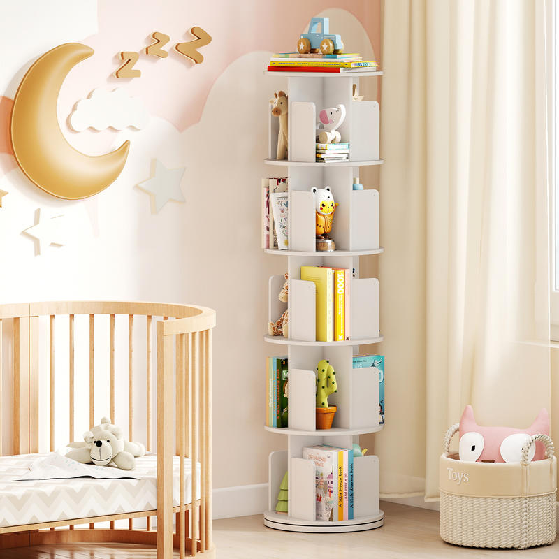 Bookshelf 5 Tier - 5-Tier Rotating Bookshelf 360° Display Rack