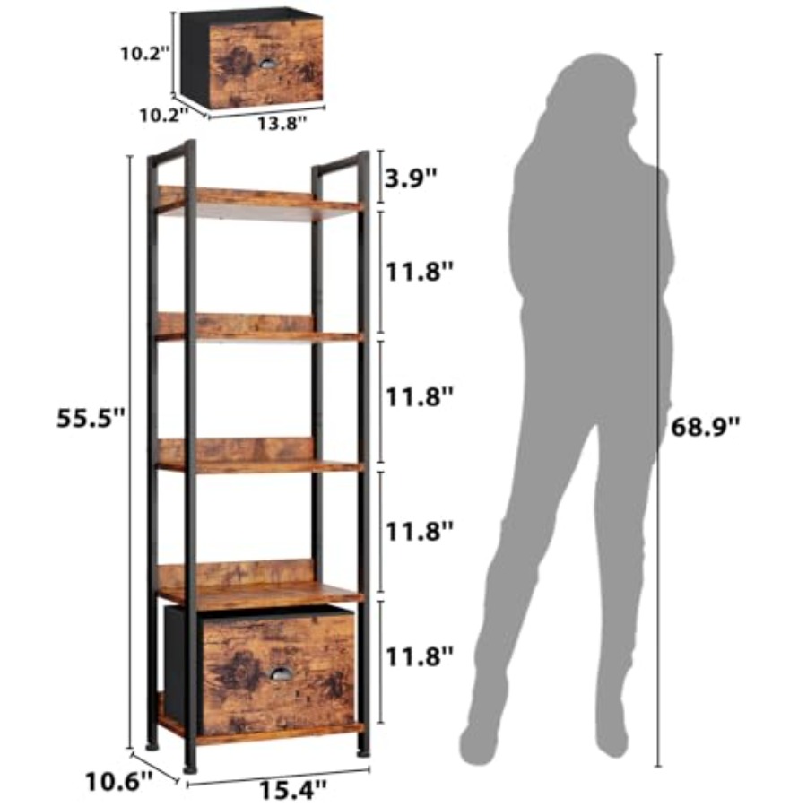 5 Tier Bookshelf with Drawer,  - đánh giá và giá Bookshelf 5 Tier