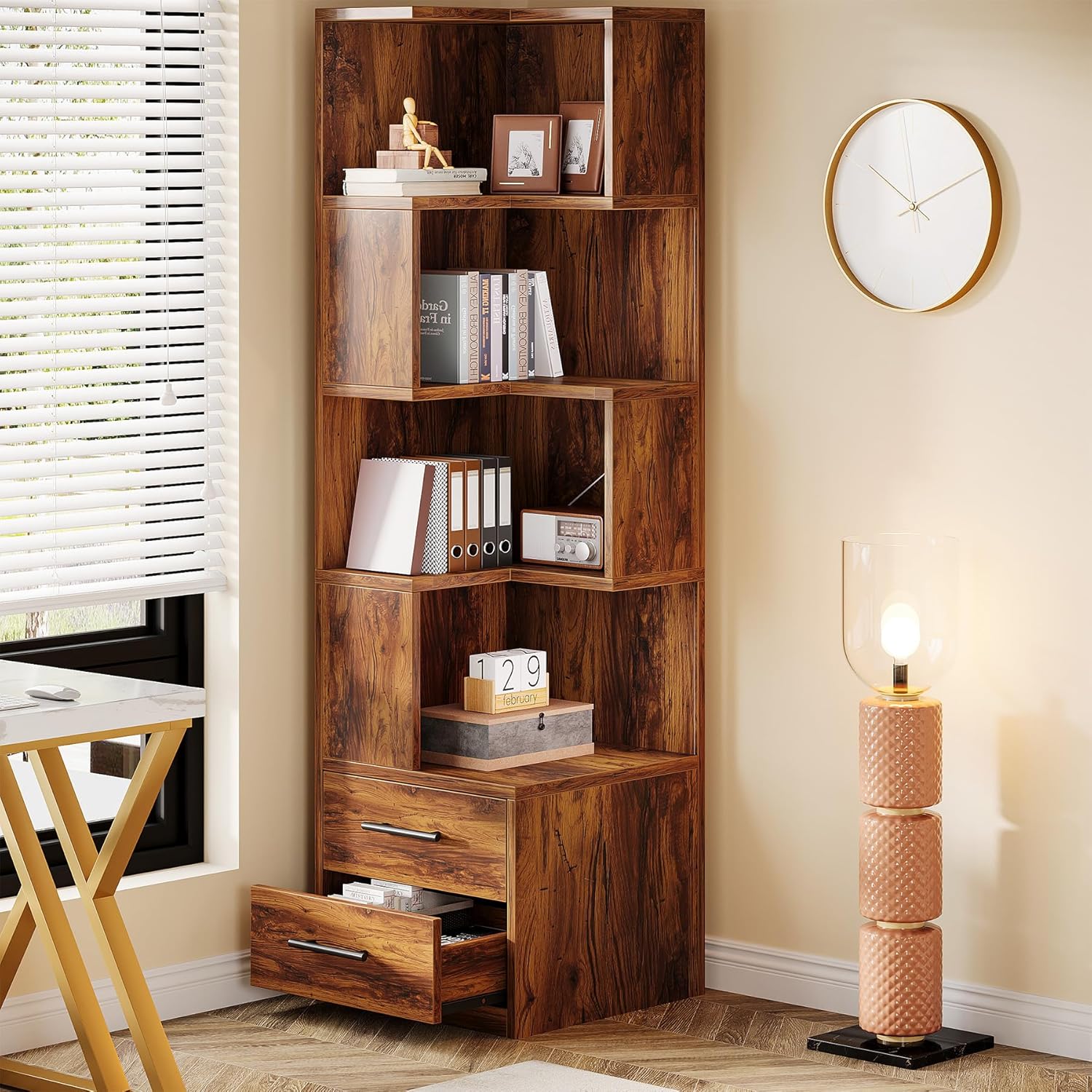5-Tier Corner Bookshelf with 2 - đánh giá và giá Bookshelf 5 Tier
