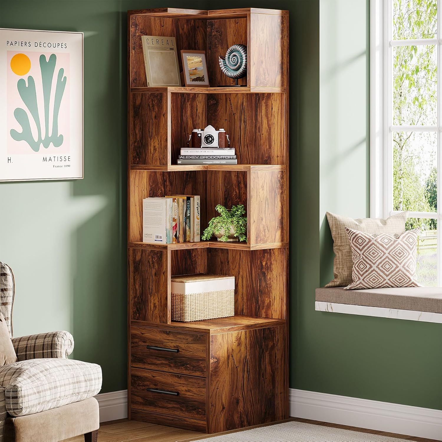 5-Tier Corner Bookshelf with 2 - đánh giá và giá Bookshelf 5 Tier