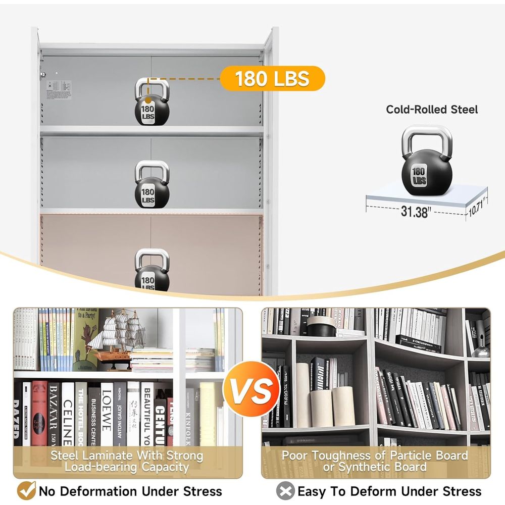 70.87 Tall Metal Bookshelf, 5- - đánh giá và giá Bookshelf 5 Tier