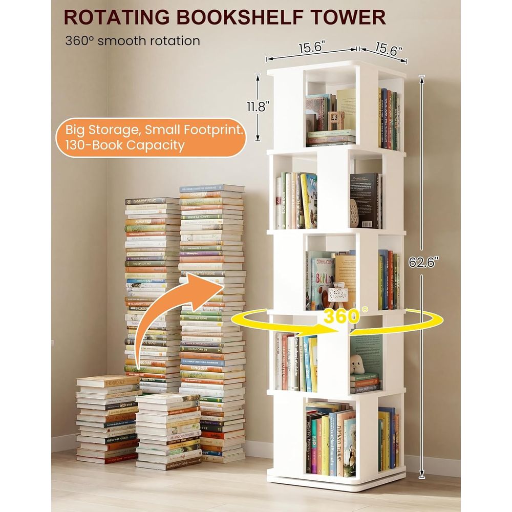 5-Tier Rotating Bookshelf - 36 - đánh giá và giá Bookshelf 5 Tier