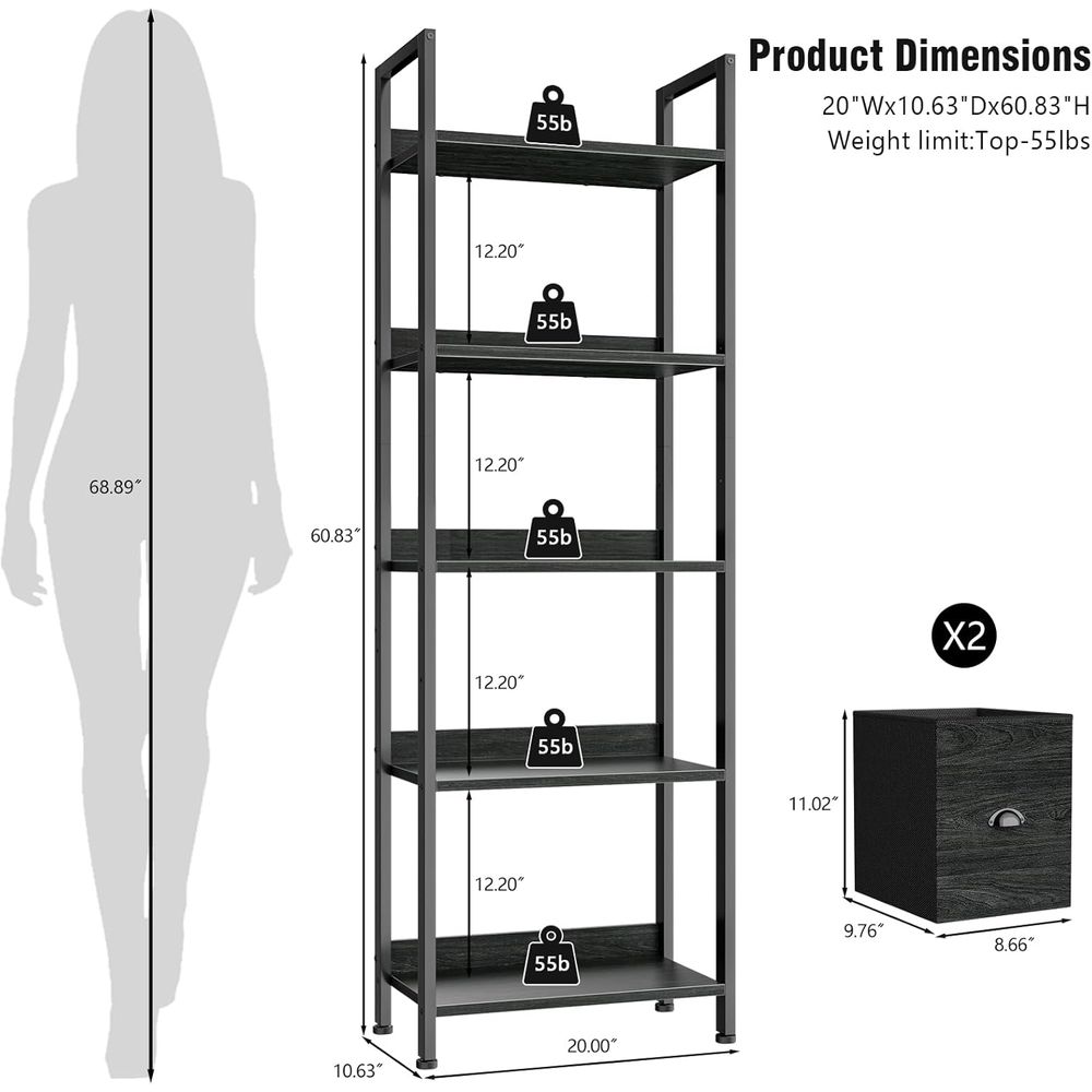 5-Tier Bookshelf, Tall Bookcas - đánh giá và giá Bookshelf 5 Tier