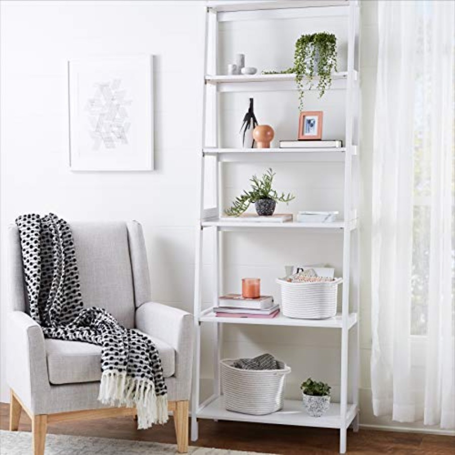 5-Tier Sturdy Rubberwood Ladde - đánh giá và giá Bookshelf 5 Tier