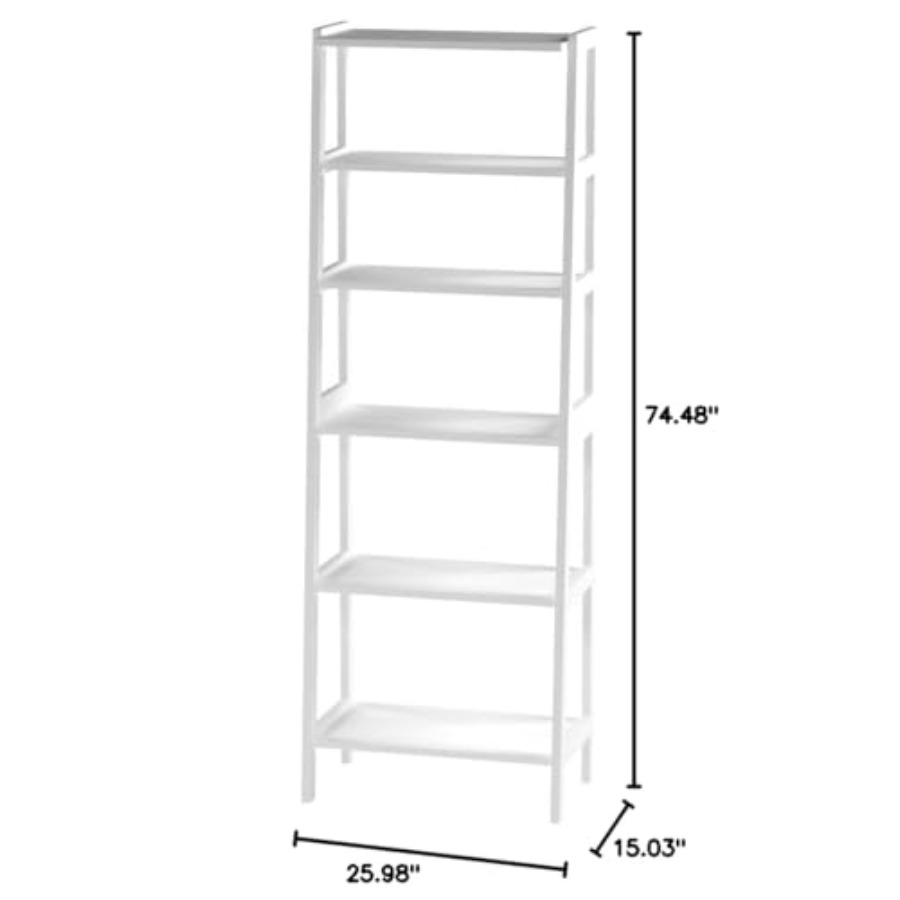 5-Tier Sturdy Rubberwood Ladde - đánh giá và giá Bookshelf 5 Tier