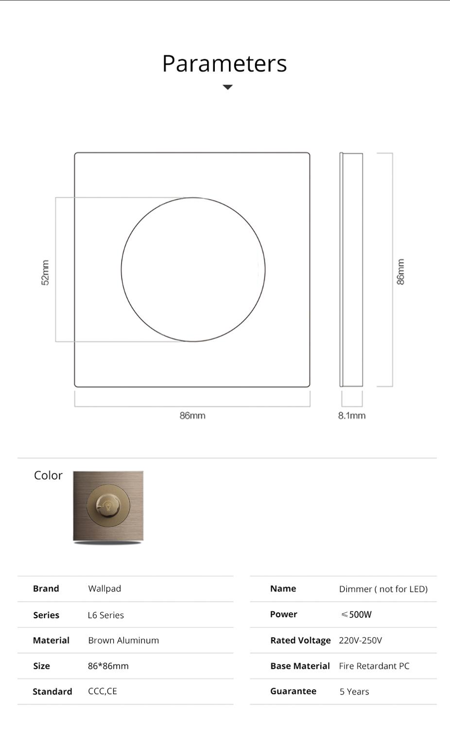 Wallpad L6 500W Dimmer Switch  - đánh giá và giá Office Furniture Uk