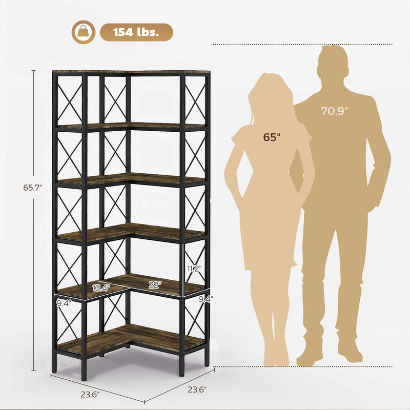 5-Tier L-Shaped Bookshelf, Fre - đánh giá và giá Bookshelf 5 Tier