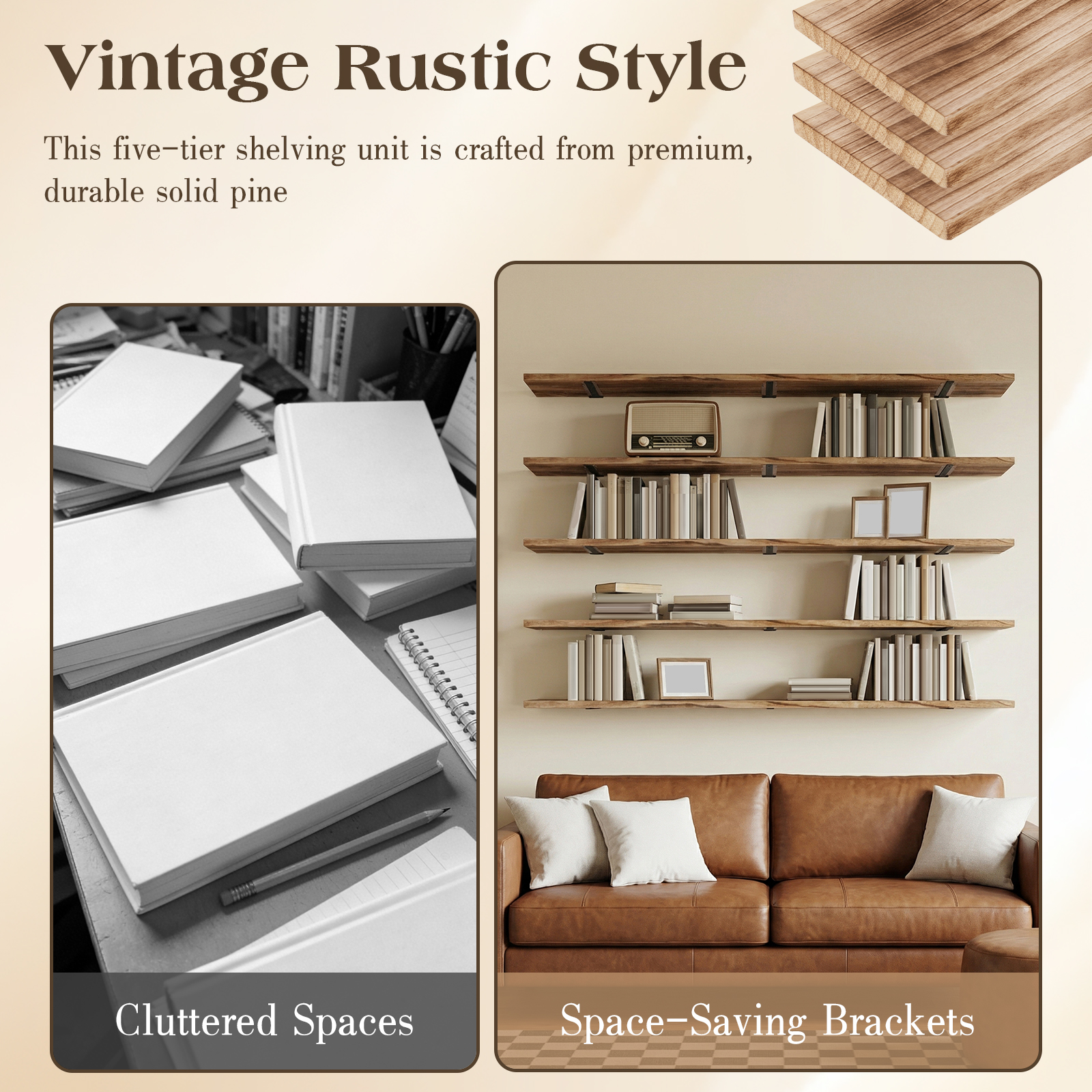 5-Tier Wall Mounted Bookshelf  - đánh giá và giá Bookshelf 5 Tier