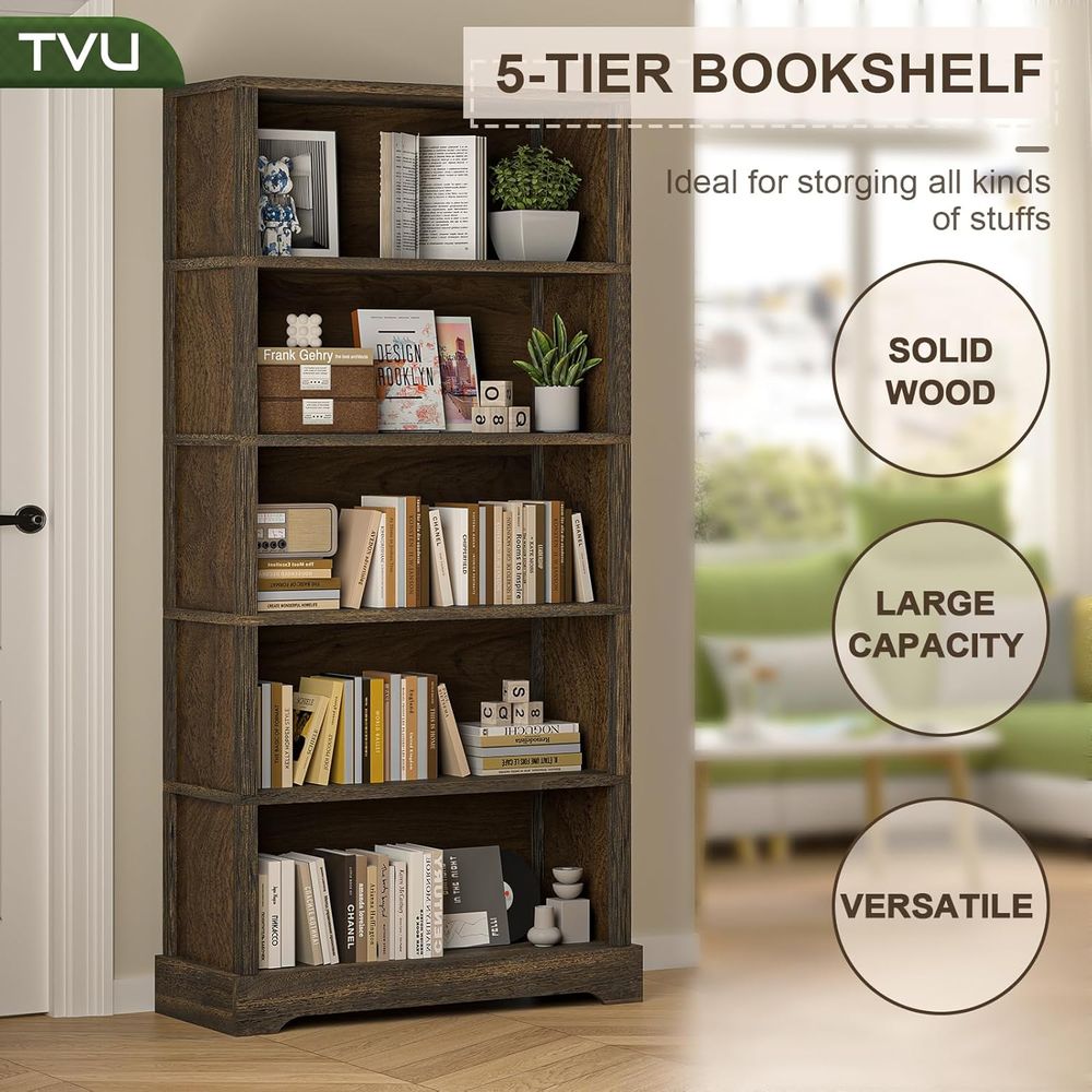 5-Tier Solid Wood Book Shelf,  - đánh giá và giá Bookshelf 5 Tier